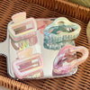 Plastic Resin Gradient Square Hollow Cloud Half Hair Clip For Women Uv Plated Simple Geometric Style