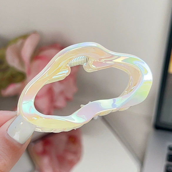 Plastic Resin Gradient Square Hollow Cloud Half Hair Clip For Women Uv Plated Simple Geometric Style