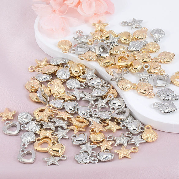 Plastic Resin Handmade Beaded Jewelry With Fivepointed Star Shell Starfish Pendant Cartoon Festive Style Electroplated