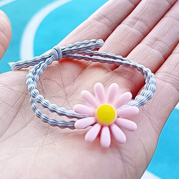 Plastic Resin Handmade Flower Hair Ring Hair Rope Hairpin For Girls