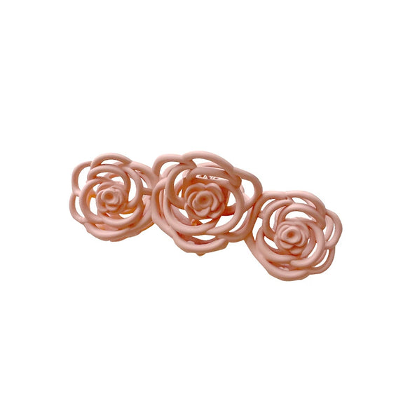 Plastic Resin Handmade Natural Plant Flower Camellia Hollow Frosted Hair Grab Clip For Women