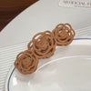 Plastic Resin Handmade Natural Plant Flower Camellia Hollow Frosted Hair Grab Clip For Women