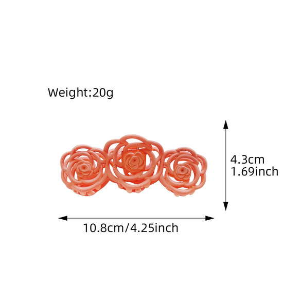 Plastic Resin Handmade Natural Plant Flower Camellia Hollow Frosted Hair Grab Clip For Women