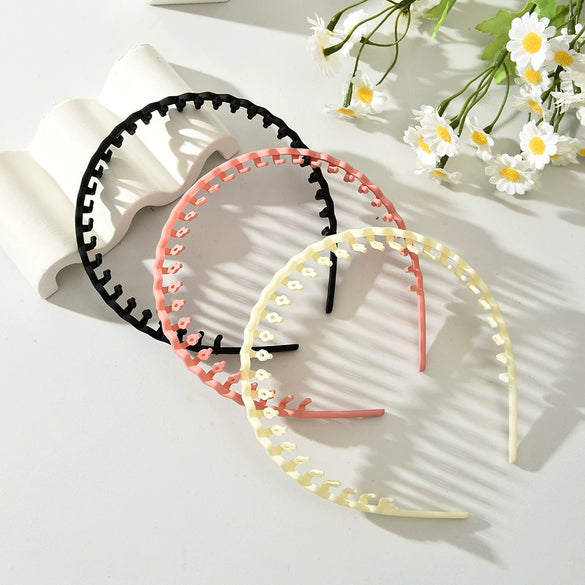 Plastic Resin Handmade Simple Frosted Toothed Nonslip Women's Hair Band And Clip