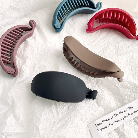 Plastic Resin Handmade Simple Solid Color Banana Clip Hair Accessories For Women