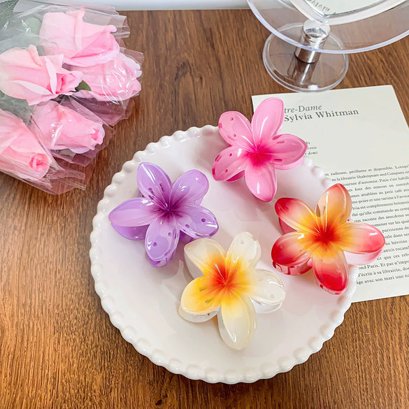 Plastic Resin Handmade Sweet Plant Flower Hair Clips For Women