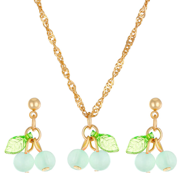 Plastic Resin Jewelry Set With Plants Flowers Pattern Electroplated For Women
