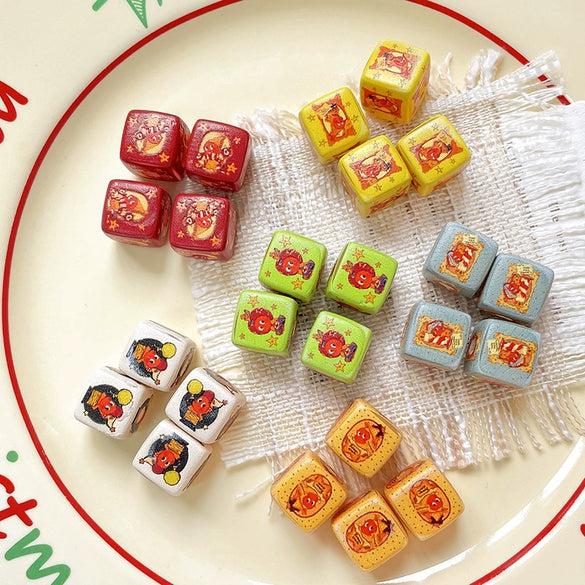 Plastic Resin Loose Beads Star Square Shape Printed Diy Handmade Beading Material For Bracelet Necklace