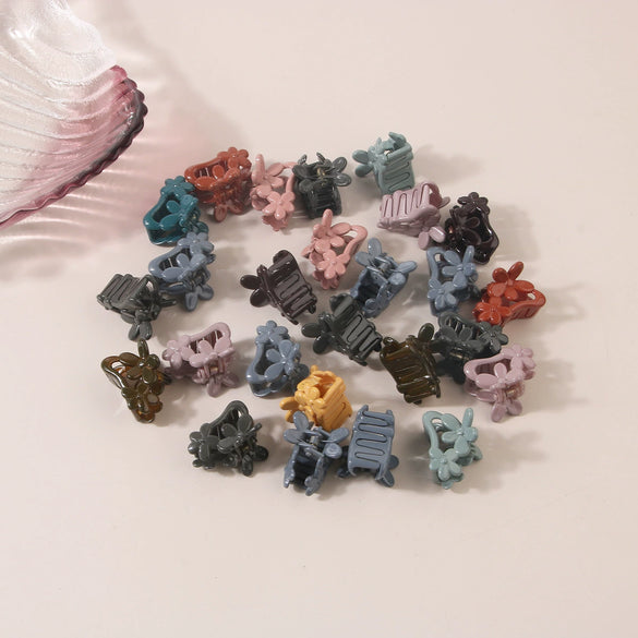 Plastic Resin Mini Small Grab Clip Hairpin With Baking Paint Geometric Style For Women