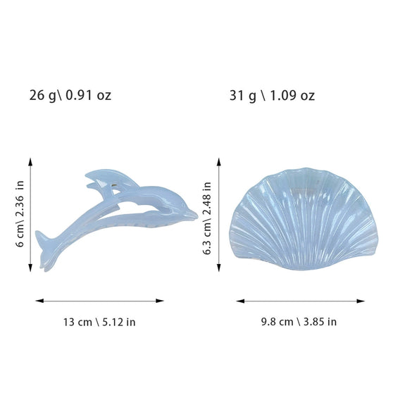 Plastic Resin Shell Hair Clip With Dolphin And Shark Shape Baking Paint Minimalist Style For Women
