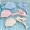 Plastic Resin Shell Hair Clip With Dolphin And Shark Shape Baking Paint Minimalist Style For Women