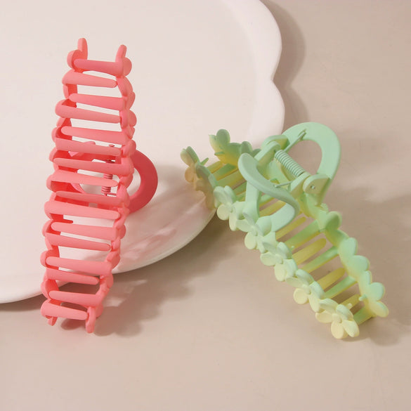 Plastic Resin Sweet Plant Flowers Style Baking Varnish Hair Claw For Women