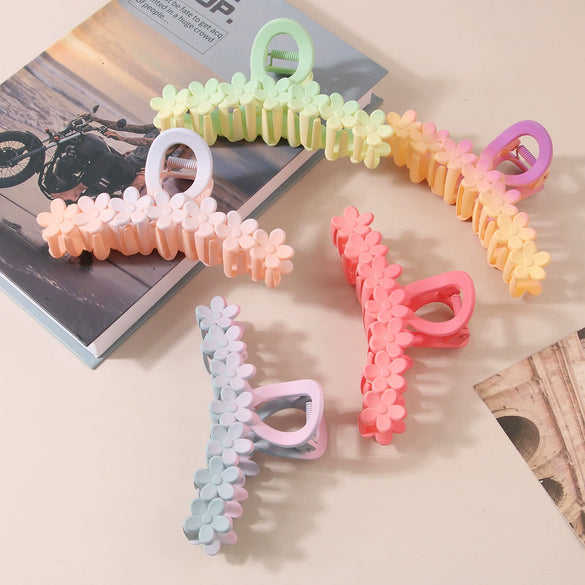 Plastic Resin Sweet Plant Flowers Style Baking Varnish Hair Claw For Women