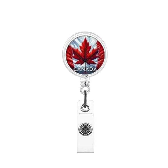 Plastic Retractable Work Card Back Clip Commemorative Fashion With Maple Leaf Printing