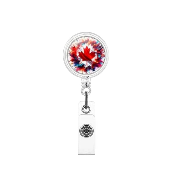 Plastic Retractable Work Card Back Clip Commemorative Fashion With Maple Leaf Printing