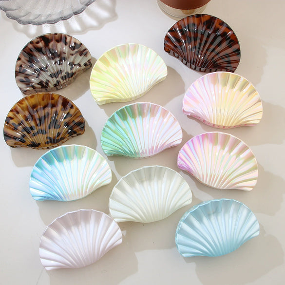 Plastic Scallop Hair Clip Light Luxury Style Paint Process Women's Hair Accessories