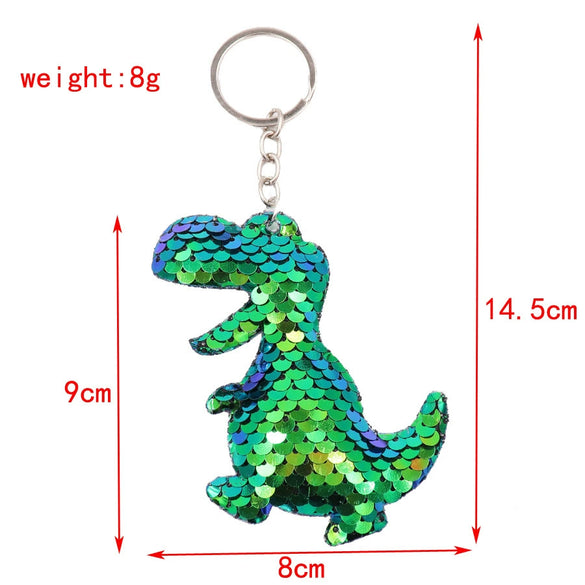 Plastic Sequin Dinosaur Keychain Cute Style Women's Bag Pendant Accessories