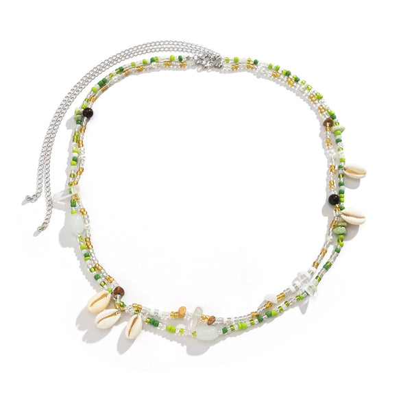 Plastic Shell Beads Rice Beads Multilayer Body Chain Waist Chain For Women Double Circle Lobster Clasp