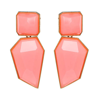 Plastic Simple Geometric Earring  (red) Nhjj4884-red