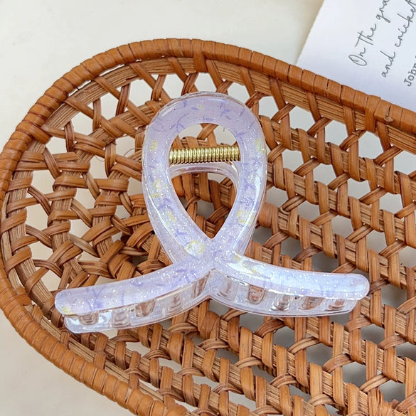 Plastic Simple Little Fresh Hairpin With Ink Print And Cross Square Cut Out Baking Paint Process For Women
