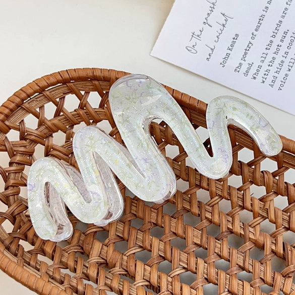 Plastic Simple Little Fresh Hairpin With Ink Print And Cross Square Cut Out Baking Paint Process For Women