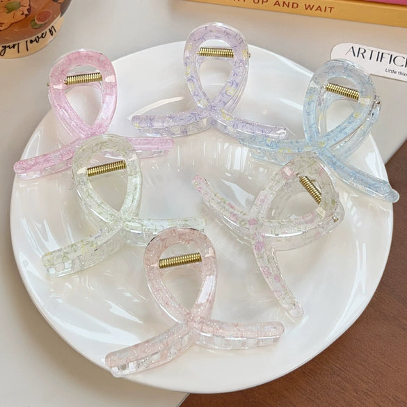 Plastic Simple Little Fresh Hairpin With Ink Print And Cross Square Cut Out Baking Paint Process For Women