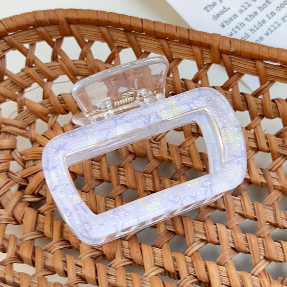 Plastic Simple Little Fresh Hairpin With Ink Print And Cross Square Cut Out Baking Paint Process For Women