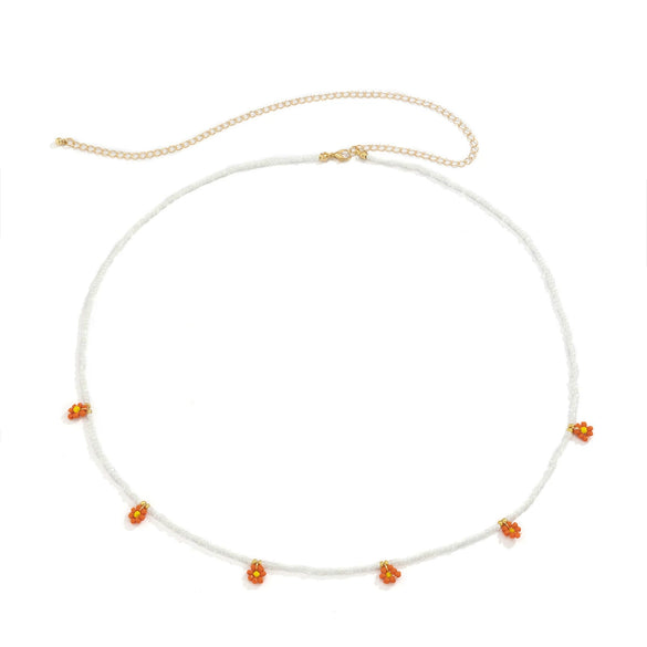 Plastic Small Daisy Flower Woven Waist Chain For Women Pastoral Style