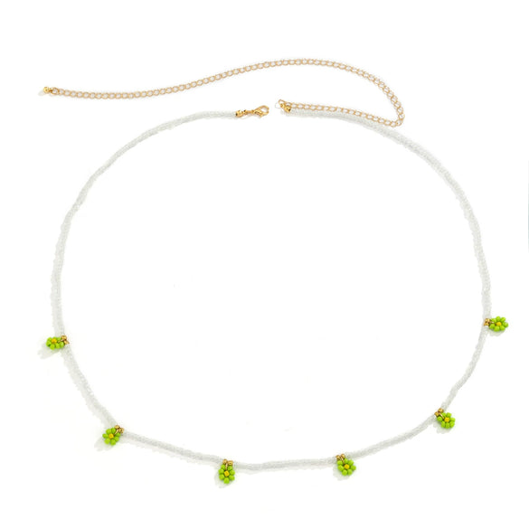 Plastic Small Daisy Flower Woven Waist Chain For Women Pastoral Style