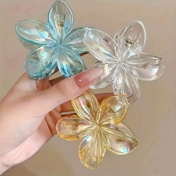 Plastic Transparent Colorful Plumeria Baking Paint Women's Hairpin Headwear Accessories