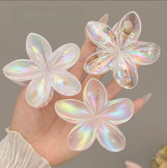 Plastic Transparent Colorful Plumeria Baking Paint Women's Hairpin Headwear Accessories