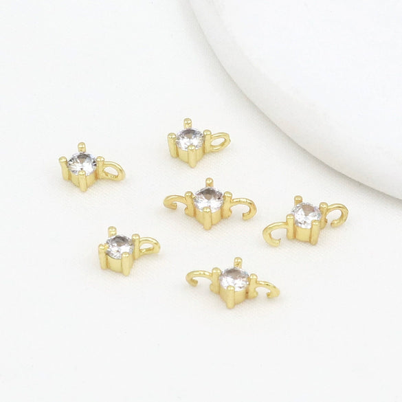 Plated Copper Jewelry With 14K Gold And 18K Gold Color Round Zircon Open Double Hanging Electroplated Versatile Geometric Diy Accessories