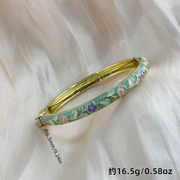 Plated Open Bracelet With Small Floral Design Modern Minimalist Fashion Jewelry For Daily Wear Wholesale Accessory