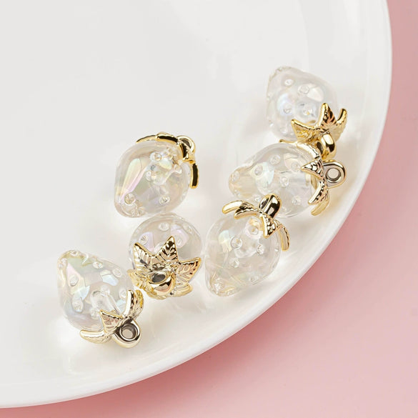 Plated Resin And Plastic Strawberry Hanging Hole Jewelry Accessories For Mobile Phone Chain And Key Chain