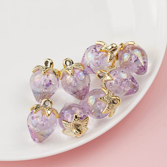 Plated Resin And Plastic Strawberry Hanging Hole Jewelry Accessories For Mobile Phone Chain And Key Chain