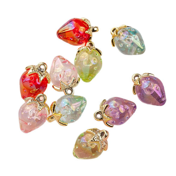 Plated Resin And Plastic Strawberry Hanging Hole Jewelry Accessories For Mobile Phone Chain And Key Chain
