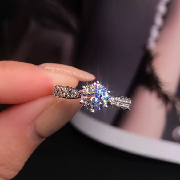 Platinum Plated Simulated Moissanite Geometric Couple Ring In Environmentally Friendly Copper With Artificial Gem Inlay Simple Fashion Jewelry Gift