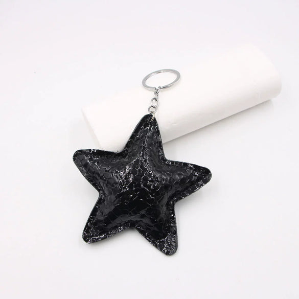 Pleated Artificial Leather Keychain Luggage Pendant Clothing Lanyard With Fivepointed Star Little Bear Pig Small Animal Pendants Electroplated