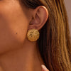 Pleated Design Metal Ball Earrings Stainless Steel 18K Electroplating Geometric Style Jewelry