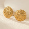 Pleated Design Metal Ball Earrings Stainless Steel 18K Electroplating Geometric Style Jewelry
