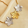 Pleated Flower Pendant Necklace Titanium Steel Stainless Steel Cross Chain U Shape Vintage Electroplated Jewelry