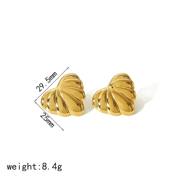 Pleated Love Titanium Steel Heartshaped Electroplated Women's Earrings With Highgrade Sense