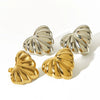 Pleated Love Titanium Steel Heartshaped Electroplated Women's Earrings With Highgrade Sense