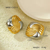 Pleated Square Titanium Steel And Stainless Steel Women's Earrings With Vintage Style And Electroplating Treatment