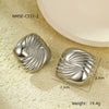 Pleated Square Titanium Steel And Stainless Steel Women's Earrings With Vintage Style And Electroplating Treatment