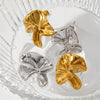 Pleated Stainless Steel Earrings With Hand Held Flower Design Irregular Twisted Shape Geometric Pattern And Electroplating