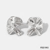 Pleated Stainless Steel Earrings With Hand Held Flower Design Irregular Twisted Shape Geometric Pattern And Electroplating