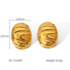 Pleated Texture Geometric Stainless Steel Earrings For Women With Electroplating Treatment And Flower Leaf Wave Drop Shapes