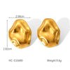 Pleated Texture Geometric Stainless Steel Earrings For Women With Electroplating Treatment And Flower Leaf Wave Drop Shapes