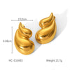 Pleated Texture Geometric Stainless Steel Earrings For Women With Electroplating Treatment And Flower Leaf Wave Drop Shapes